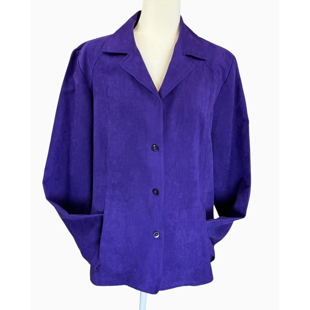 Draper's & Damon's Purple Button Front Blazer Jacket Women's XL Career